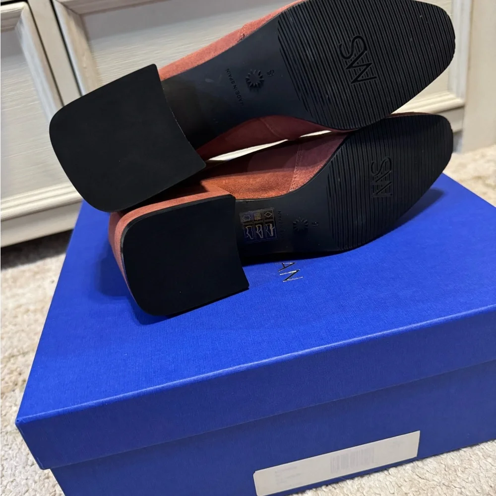 Women's Suede Ankle Boots - Rust - Picture 5 of 9